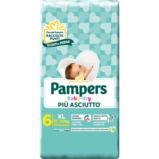 PAMPERS BABY DRY PANNOLINO DOWNCOUNT XL